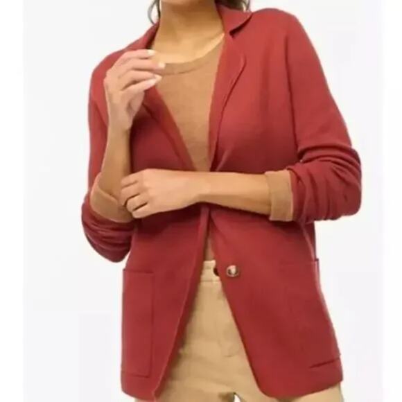 J. CREW Two Button Sweater Blazer Toasted Red Sz M {3W48} - Picture 1 of 6